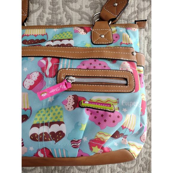 Lily Bloom NWOT Colorful Whimsical Bakery Cupcakes Themed Handbag Purse - Picture 3 of 9